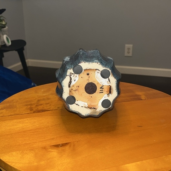 Ribbed Modernist Stoneware Vase Blue and White Ribbed Accent Vase - Picture 3 of 3